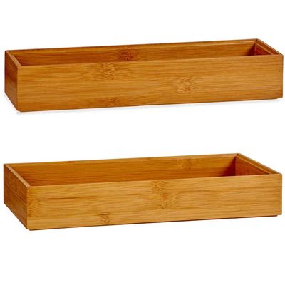 Kast/lade/make-up sorteer organizer bamboe hout bakjes - Set van 2x stuks - Make-up dozen