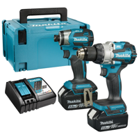 Makita DLX2528TJ 18V Combopack DHP489 Klopboormachine + DTD173Z Slagschroevendraaier 5,0 Ah accu (2 st), in Mbox - thumbnail