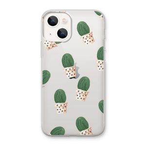 Cactusprint roze: iPhone 13 mini Transparant Hoesje