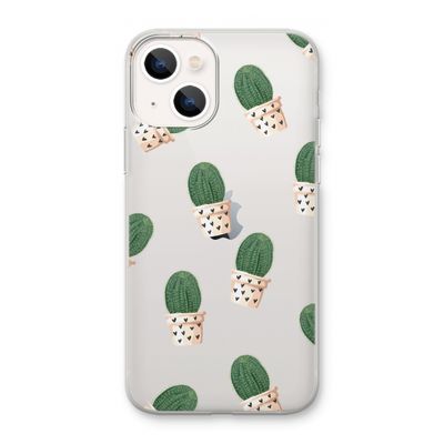Cactusprint roze: iPhone 13 mini Transparant Hoesje