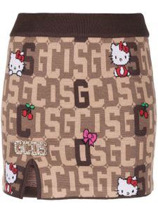 GCDS x Hello Kitty jupe en maille à motif monogrammé - Marron