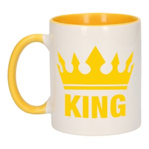 Cadeau King mok/ beker geel wit 300 ml