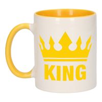 Cadeau King mok/ beker geel wit 300 ml - thumbnail