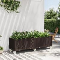 Plantenbak met wielen 160x50x54 cm polypropeen bruin