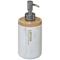 5five Zeeppompje/zeepdispenser - marmer look - wit - 272 ml - navulbaar - keuken/toilet/badkamer