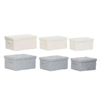 Set decoratieve dozen Home ESPRIT Grijs Crème 40 x 30 x 20 cm 3 Onderdelen (2 Stuks)