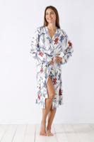 Witte dames badjas met bloemprint Hajo