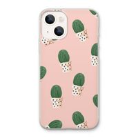 Cactusprint roze: iPhone 13 Transparant Hoesje