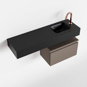 Toiletmeubel Mondiaz Andor | 100 cm | Meubelkleur Smoke | Lex vrijhangend wastafel Urban Rechts | 1 kraangat
