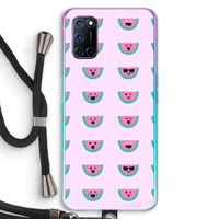 Smiley watermeloenprint: Oppo A92 Transparant Hoesje met koord