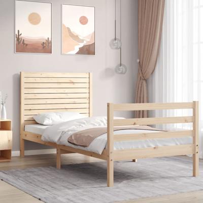 Bedframe met hoofdbord massief hout