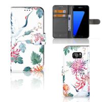 Samsung Galaxy S7 Edge | Telefoonhoesje | Met pasjeshouder | Bird Flowers