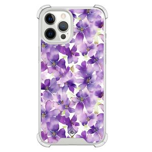 iPhone 12 Pro Max shockproof hoesje - Floral violet