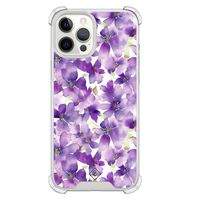 iPhone 12 Pro Max shockproof hoesje - Floral violet
