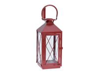 Lantaarn metaal rood groot, 18,5x18,5x47 cm - Hortus