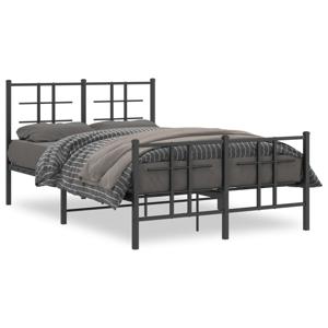 Bedframe met hoofd- en voeteneinde metaal zwart 120x200 cm