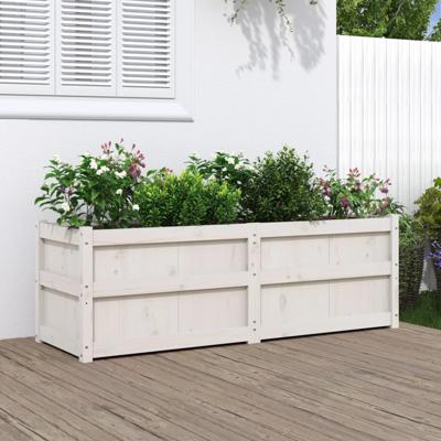 VidaXL Plantenbak 150x50x50 cm massief grenenhout wit