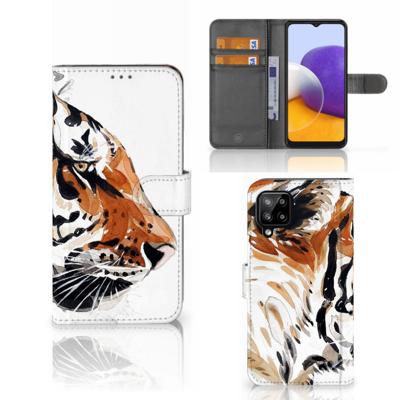 Hoesje Samsung Galaxy A22 4G | M22 Watercolor Tiger | Portemonnee hoesje
