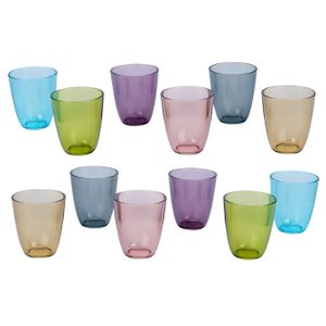 12x Stuks gekleurde waterglazen/drinkglazen Cosy Moments 310 ml