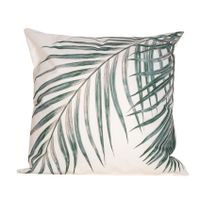 1x Bank/sier kussens met palm plant/blad print voor binnen en buiten 45 x 45 cm - thumbnail