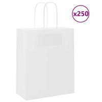 VidaXL Papieren zakken 250 st met hengsels 18x8x22 cm wit