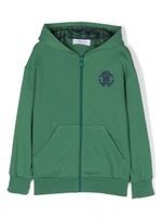 Roberto Cavalli Junior hoodie zippé à logo brodé - Vert