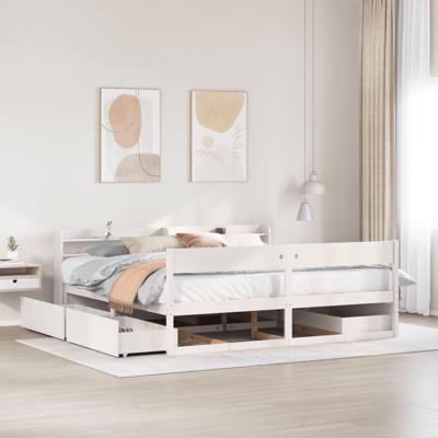 Bedframe zonder matras massief grenenhout wit 180x200 cm