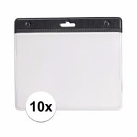 Multipack van 10x stuks Badgehouders - zwart - 11,5 x 9,5 cm - voor aan een lanyard of keycord Multipack van 10x stuks Badgehouders - zwart - 11,5 x 9,5 cm - voor aan een lanyard of keycord