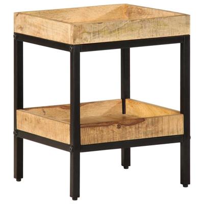 Bijzettafel met plank Bruin 35 x 35 x 45 cm massief mangohout