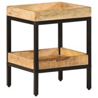 Bijzettafel met plank Bruin 35 x 35 x 45 cm massief mangohout