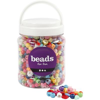 Creativ Company Plastic kralen, afm 6-20 mm, gatgrootte 1,5-6 mm, ca. 1175 stuk, 390 gr, 700 ml/ 1 doosje