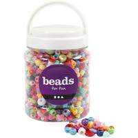 Creativ Company Plastic kralen, afm 6-20 mm, gatgrootte 1,5-6 mm, ca. 1175 stuk, 390 gr, 700 ml/ 1 doosje