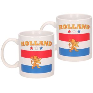 2x stuks mok Holland/Nederlandse vlag 300 ml