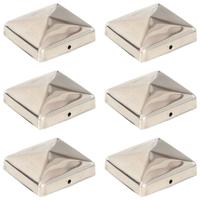 VidaXL Paalkappen 6 st piramide 71x71 mm roestvrij staal
