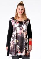 Yoek Shirt wide bot ROSES | Zwart | Maat XL
