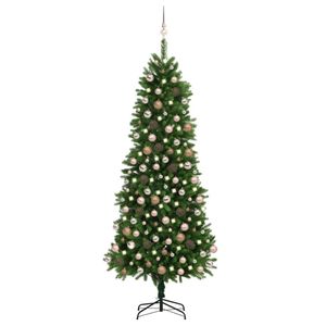 vidaXL Kunstkerstboom met verlichting en kerstballen 240 cm groen