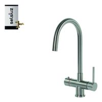 Selsiuz Inox kokend water kraan met combi extra boiler en C-uitloopkraan inox