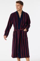 Badjas Schiesser rood-blauw velours Badjas Schiesser rood-blauw velours
