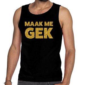 Gouden maak me gek glitter tanktop / mouwloos shirt zwart heren