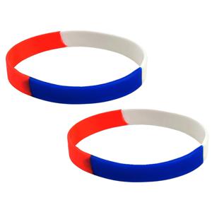 Siliconen supporters armbandje - 10x - rood wit blauw - Holland - Nederland