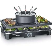 Raclette-Fondue combo - SEVERIN - RG2347 - 8 personen - Caquelon met 8 vorken en 8 spatels - Zwart