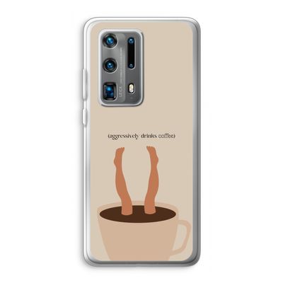 Aggressively drinks coffee: Huawei P40 Pro Plus Transparant Hoesje