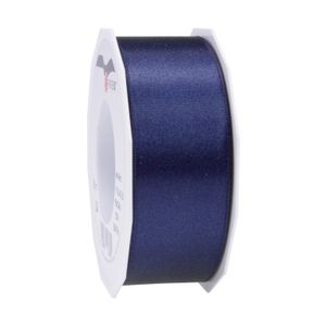 1x Luxe donkerblauwe satijnen lint rollen breed 4 cm x 25 meter cadeaulint verpakkingsmateriaal   -