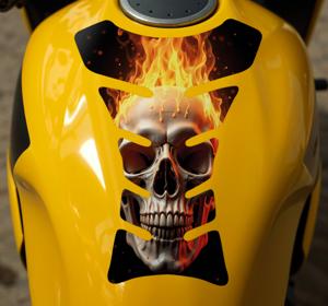 Vlammende schedel motor sticker