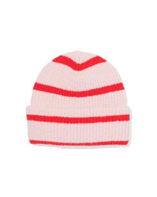 051 Kinder Beanie Strepen Rood Roze (roze)