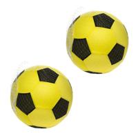 Softbal foam - 2x - voetbal print - geel - zacht - 50 cm - speelgoed ballen