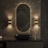 Wandlamp Martens & Meijer Berlin 10x26 cm Rechthoek Geborsteld Goud Martens Design