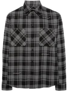 Off-White logo-embroidered checked cotton shirt - Gris