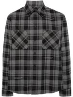 Off-White logo-embroidered checked cotton shirt - Gris