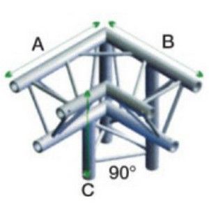 Showtec PT30-012 3-weg truss koppelstuk Apex Down, Hoek 90 + Rechts omlaag